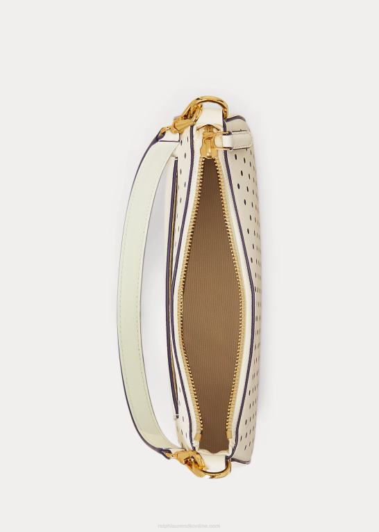 fransk flåde prik/creme Kvinder Ralph Lauren polkaprikket læder medium danni taske Z426B5338