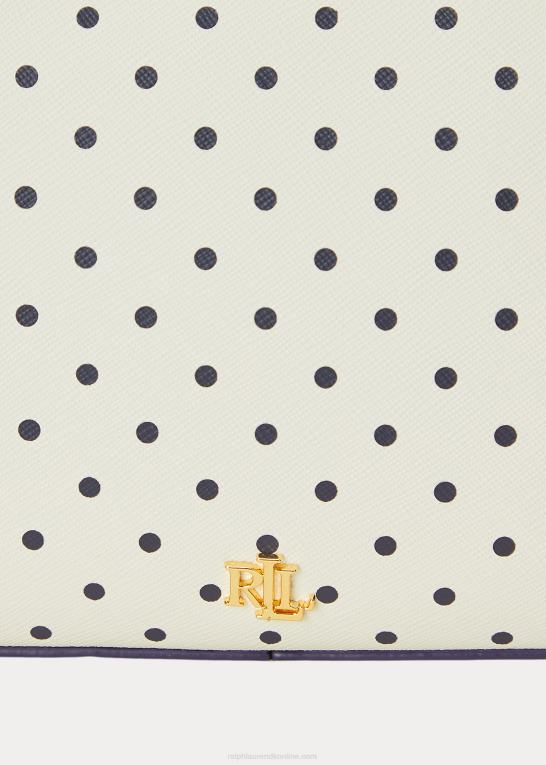 fransk flåde prik/creme Kvinder Ralph Lauren polkaprikket læder medium danni taske Z426B5338
