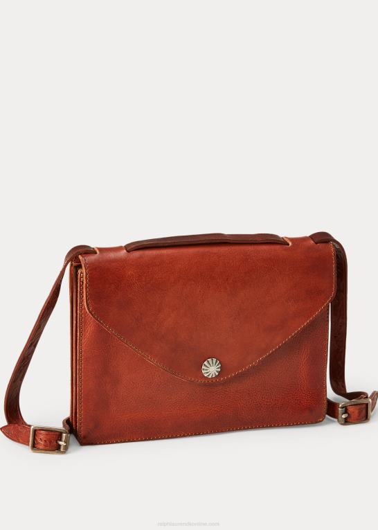 mørkebrun Kvinder Ralph Lauren snappet lædertaske Z426B5153