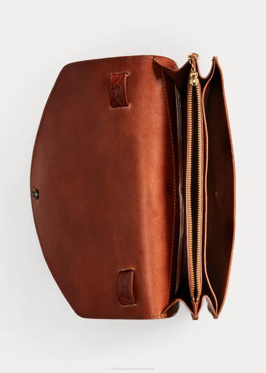 mørkebrun Kvinder Ralph Lauren snappet lædertaske Z426B5153