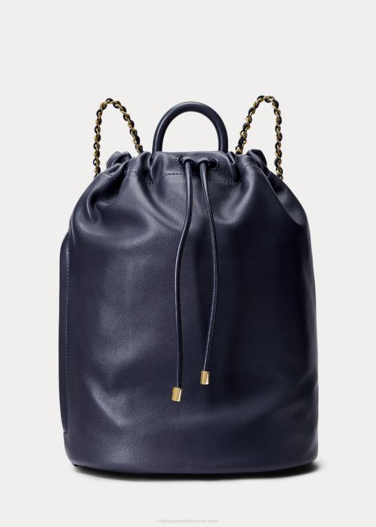 raffineret flåde Kvinder Ralph Lauren medium izzie rygsæk i nappalæder Z426B5461
