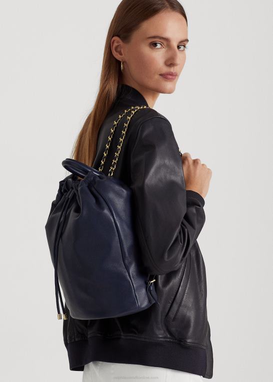 raffineret flåde Kvinder Ralph Lauren medium izzie rygsæk i nappalæder Z426B5461