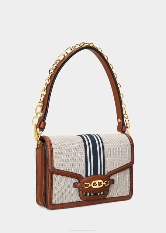 tan/marine Kvinder Ralph Lauren stribet canvas medium sydnee taske Z426B5387