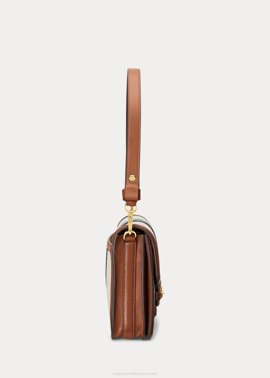 tan/marine Kvinder Ralph Lauren stribet canvas medium sydnee taske Z426B5387