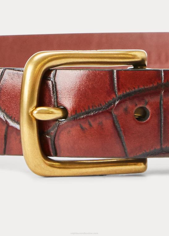 Kvinder Ralph Lauren krokodillepræget bælte Z426B9739