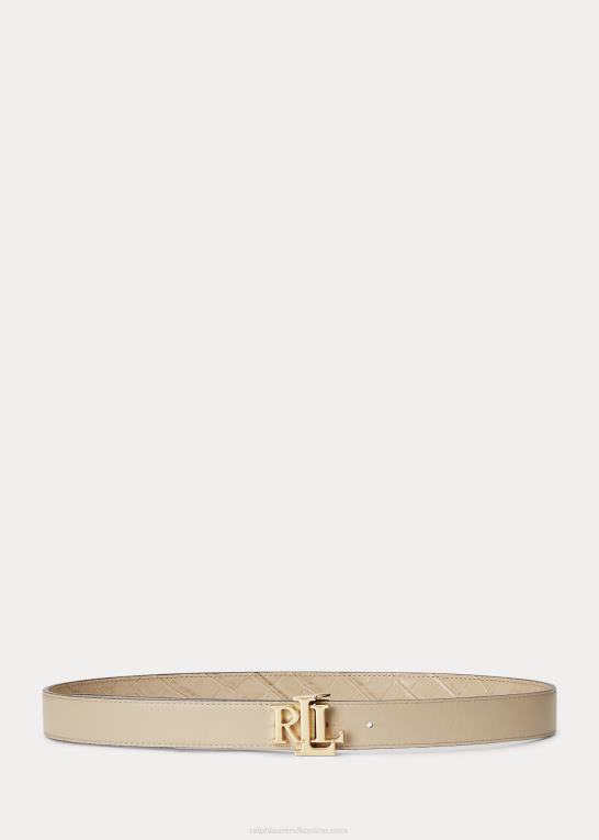birkebrun Kvinder Ralph Lauren logo vendbart læderbælte Z426B4904