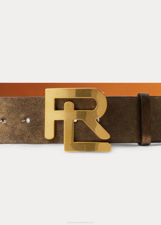bronze Kvinder Ralph Lauren rl metallisk kalveskind bredt bælte Z426B5597