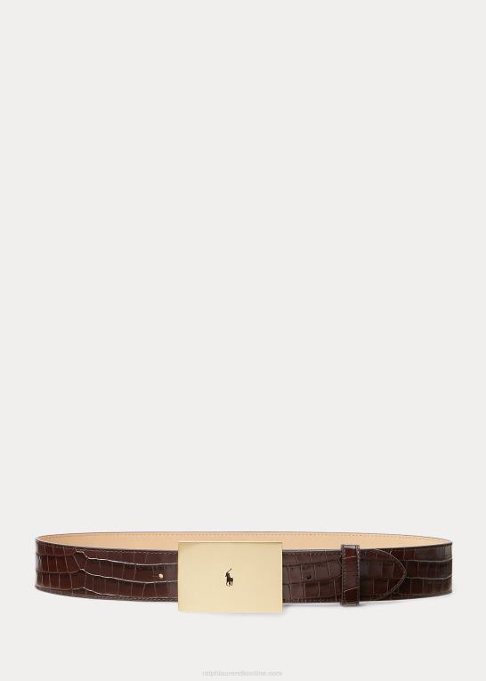 chokolade Kvinder Ralph Lauren polo id krokodillepræget bælte Z426B5535