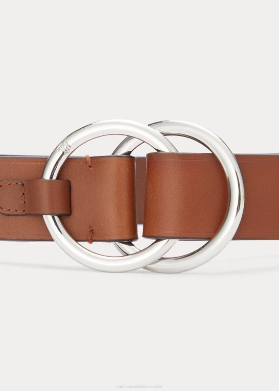 cuoio Kvinder Ralph Lauren dobbelt o-ring læderbælte Z426B4908