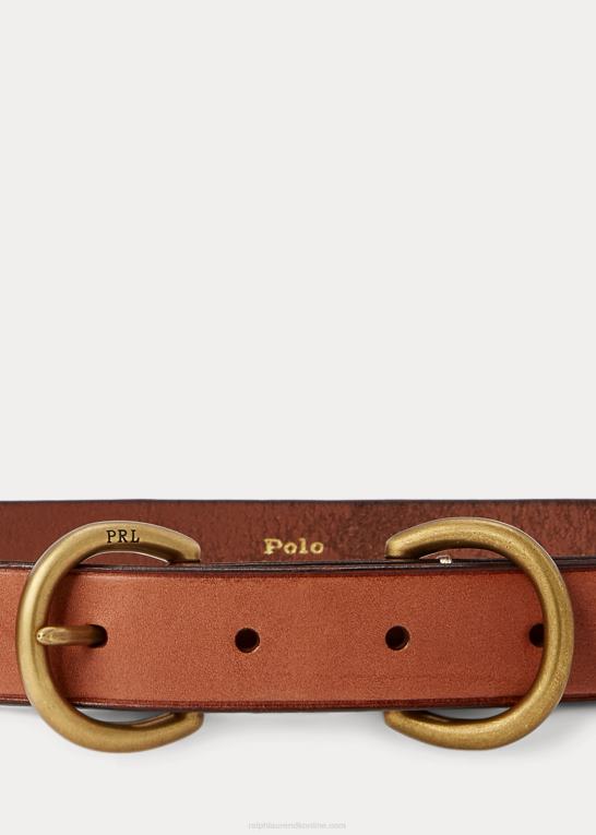 cuoio Kvinder Ralph Lauren kalveskind dobbelt d-ring bælte Z426B5514