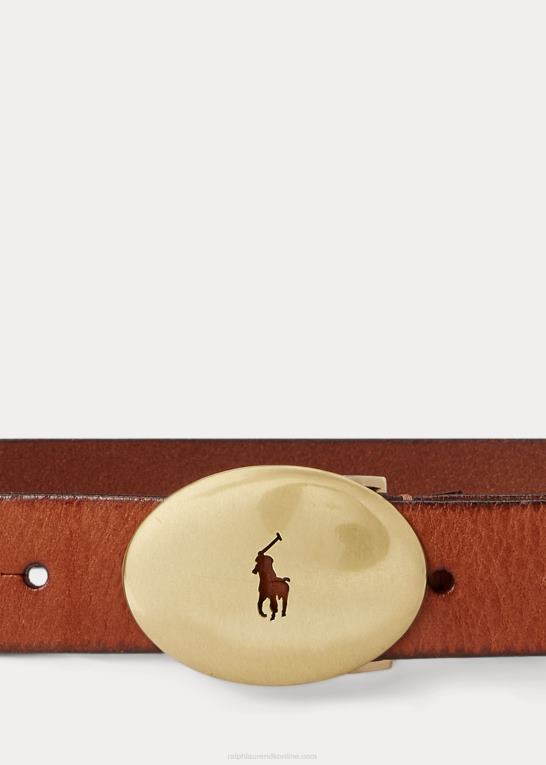 cuoio Kvinder Ralph Lauren polo id vachetta bælte med oval spænde Z426B5538