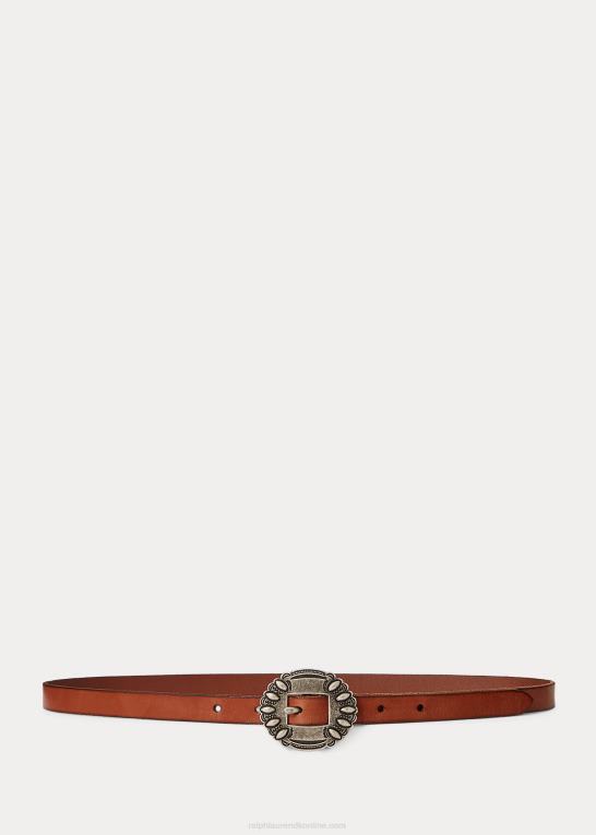 cuoio Kvinder Ralph Lauren slankt kalveskindsbælte Z426B5462