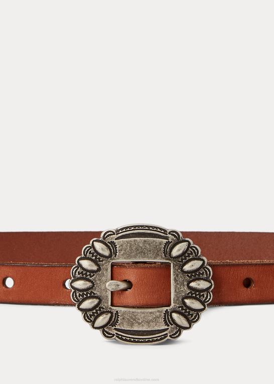 cuoio Kvinder Ralph Lauren slankt kalveskindsbælte Z426B5462