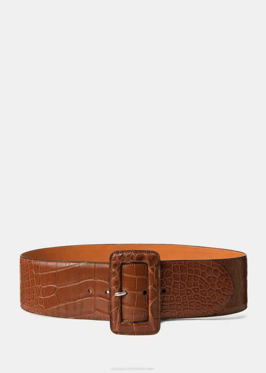 honning Kvinder Ralph Lauren alligatorbælte med trench-spænde Z426B5478