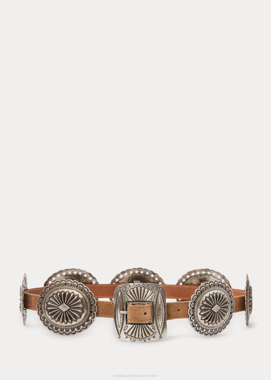 karamel Kvinder Ralph Lauren ruskindsbælte med metalaccent Z426B5534