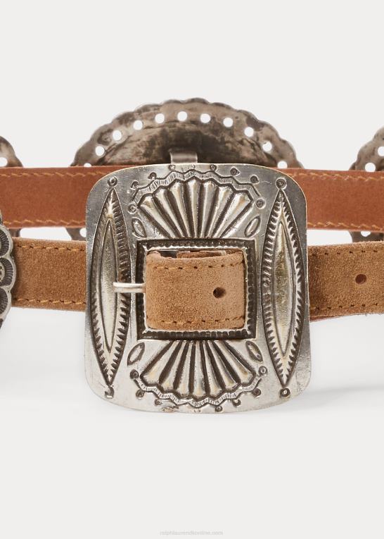 karamel Kvinder Ralph Lauren ruskindsbælte med metalaccent Z426B5534