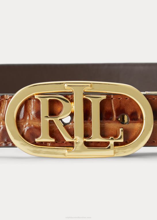 kastanjebrun Kvinder Ralph Lauren vendbart skinny-bælte i læder Z426B4943