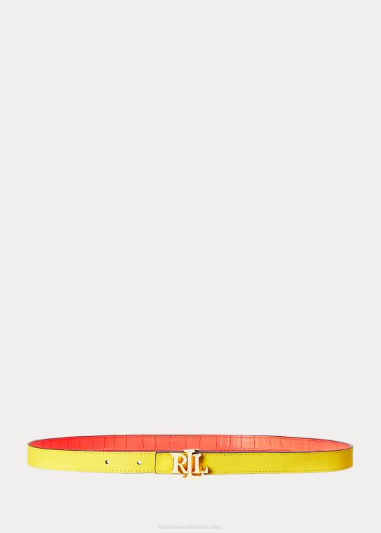 koral/gul Kvinder Ralph Lauren vendbart skinny-bælte i læder Z426B4906