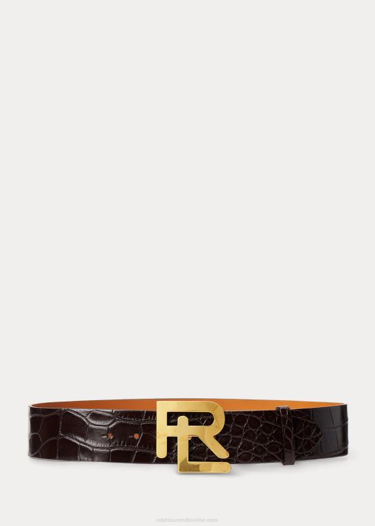 mørkebrun Kvinder Ralph Lauren rl alligator bredt bælte Z426B5612