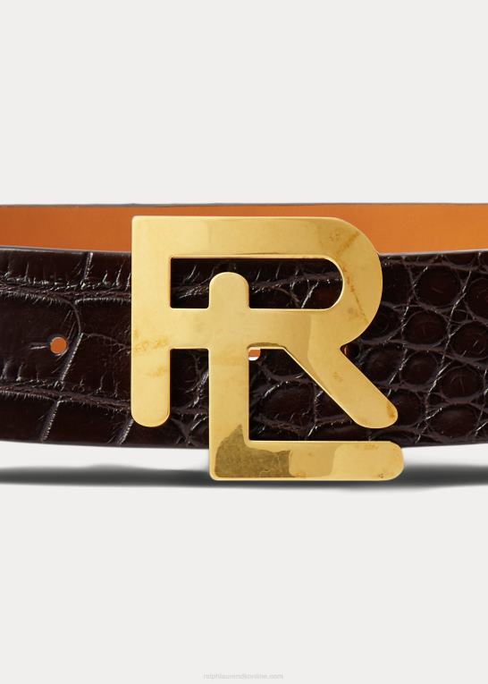 mørkebrun Kvinder Ralph Lauren rl alligator bredt bælte Z426B5612