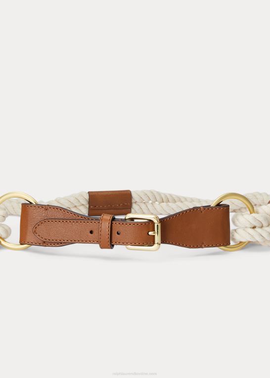 naturlig/brun Kvinder Ralph Lauren skinny bælte med læderbeklædt reb Z426B4927