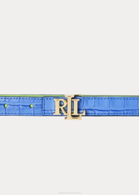 new england blå/riviera Kvinder Ralph Lauren vendbart skinny-bælte i læder Z426B4907