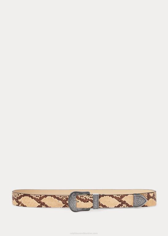 pergament Kvinder Ralph Lauren bælte i imiteret slangeskind Z426B4922