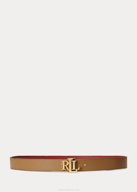rød solsten/kamel Kvinder Ralph Lauren logo vendbart læderbælte Z426B4953