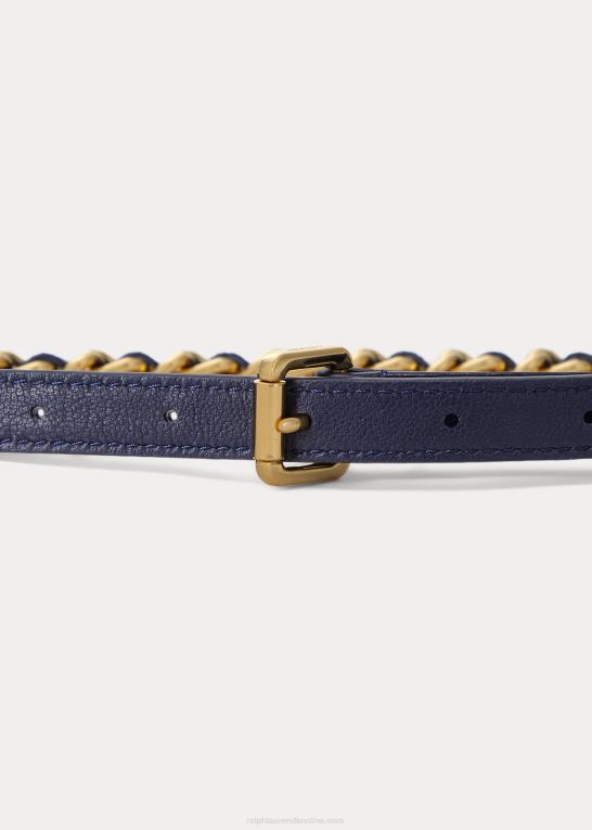 raffineret flåde Kvinder Ralph Lauren nappa læder & kæde skinny bælte Z426B4929