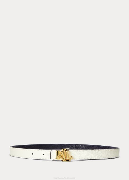 raffineret navy/vanilje Kvinder Ralph Lauren logo vendbart læderbælte Z426B4958