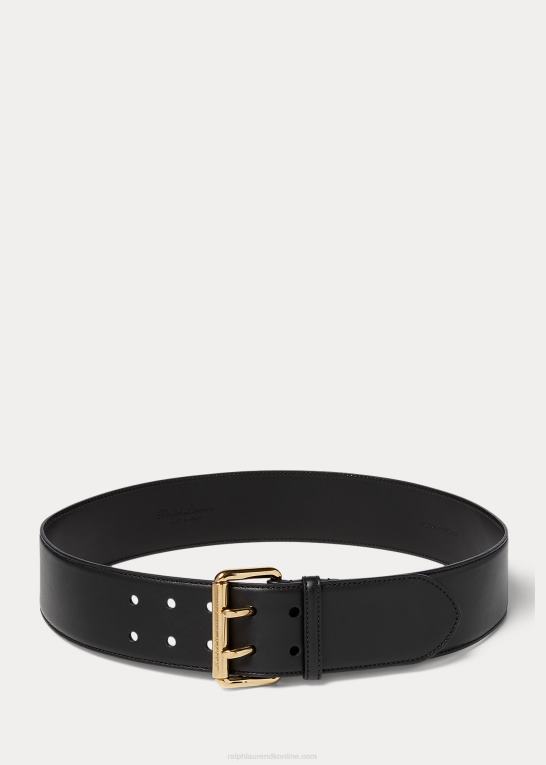 sort Kvinder Ralph Lauren dobbeltbenet kalveskindsbælte Z426B5589