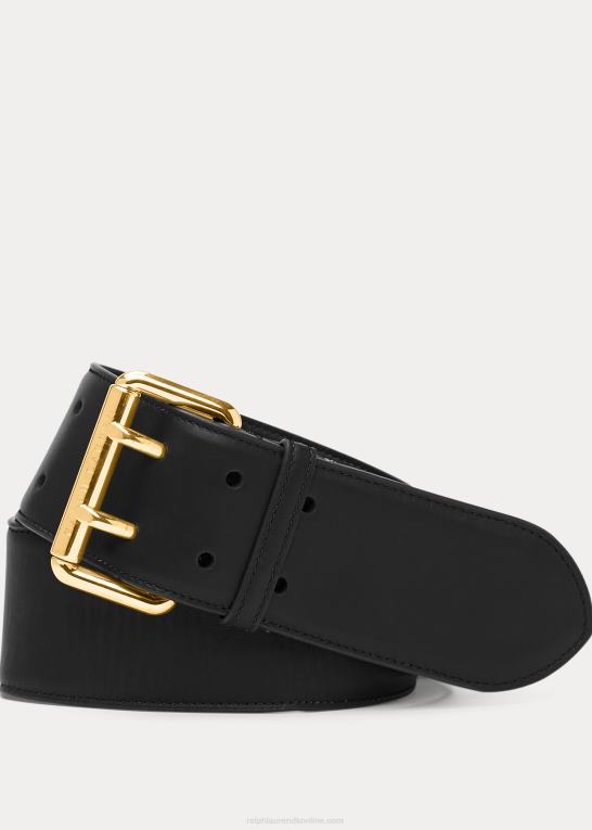sort Kvinder Ralph Lauren dobbeltbenet kalveskindsbælte Z426B5589