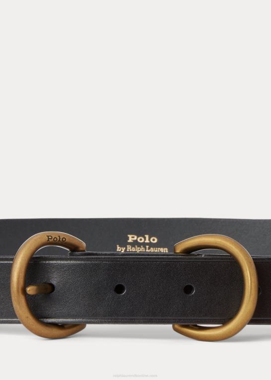sort Kvinder Ralph Lauren kalveskind dobbelt d-ring bælte Z426B5536