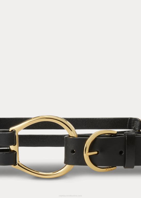 sort Kvinder Ralph Lauren læderbælte med tre stropper Z426B4932