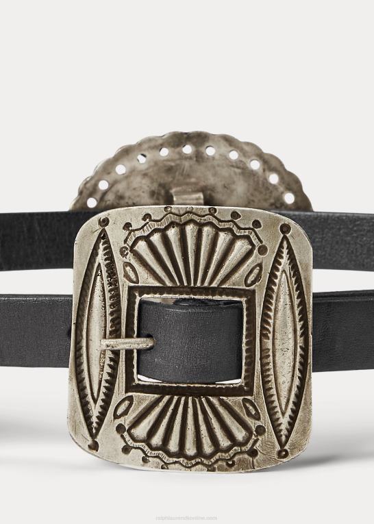 sort Kvinder Ralph Lauren metal-accent læderbælte Z426B5522