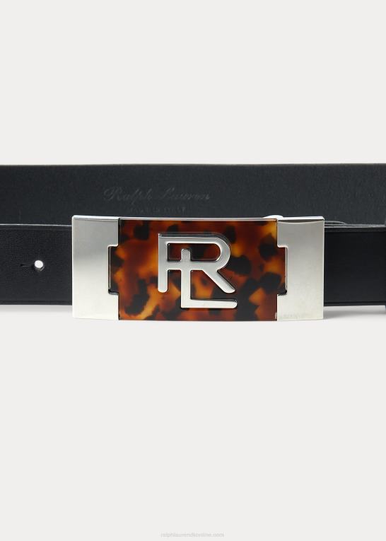 sort Kvinder Ralph Lauren rl plaque-spænde vachetta læderbælte Z426B5615