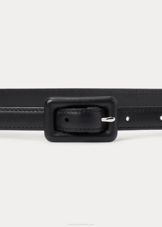 sort Kvinder Ralph Lauren skinny bælte i kalveskind med trenchspænde Z426B5588
