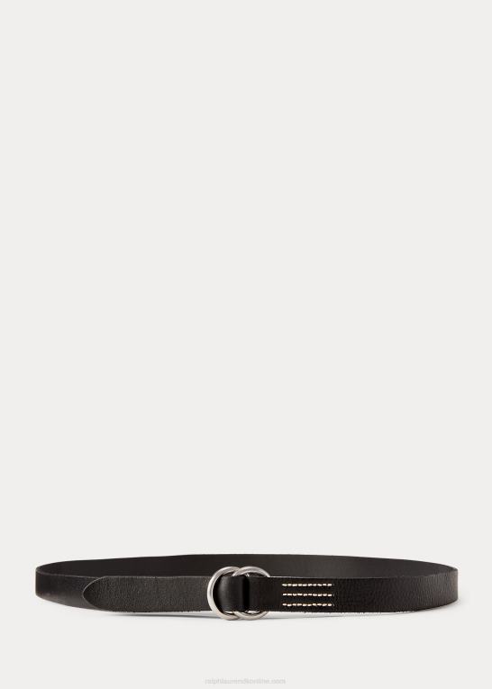 sort Kvinder Ralph Lauren skinny læder o-ring bælte Z426B5472