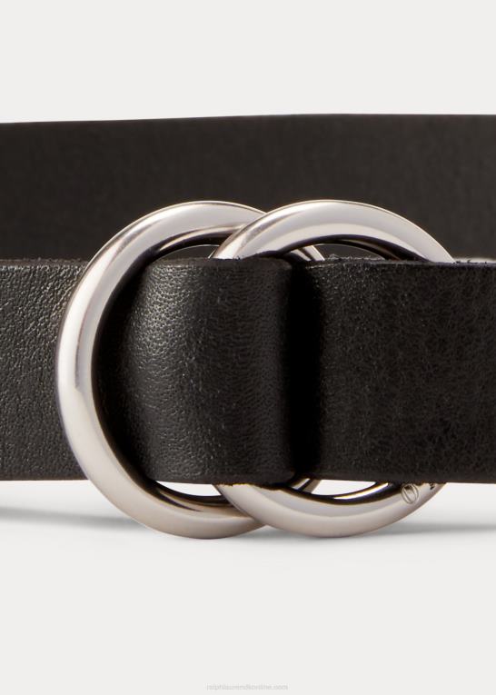 sort Kvinder Ralph Lauren skinny læder o-ring bælte Z426B5472