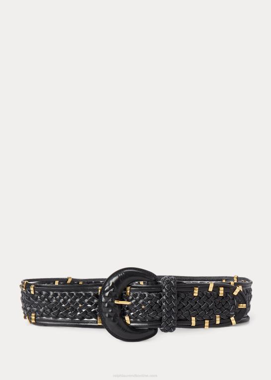 sort Kvinder Ralph Lauren vævet bælte i vachetta læder Z426B5607