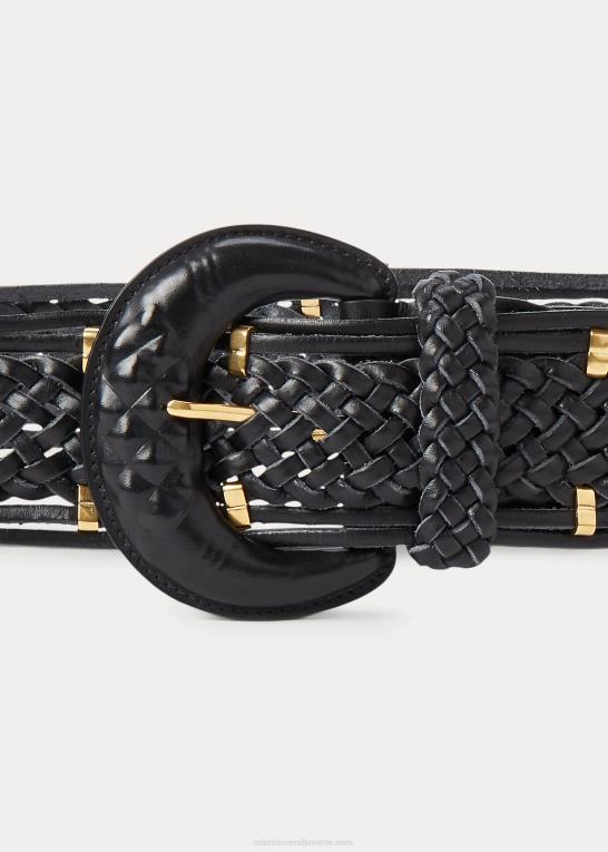 sort Kvinder Ralph Lauren vævet bælte i vachetta læder Z426B5607
