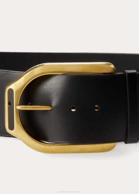 sort/antik messing Kvinder Ralph Lauren vachetta læder welington bælte Z426B5482