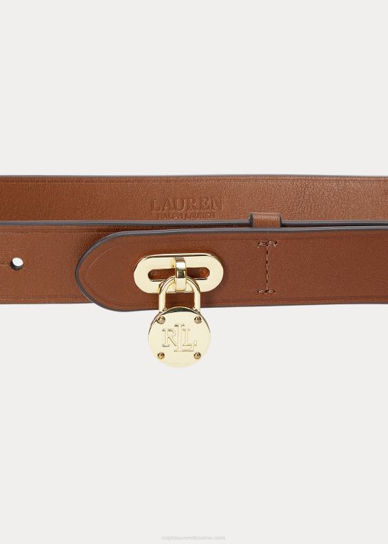 tan Kvinder Ralph Lauren hængelås læderbælte Z426B4952