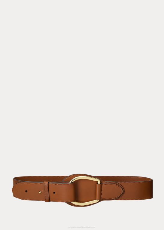 tan Kvinder Ralph Lauren læder bred d-ring bælte Z426B4920