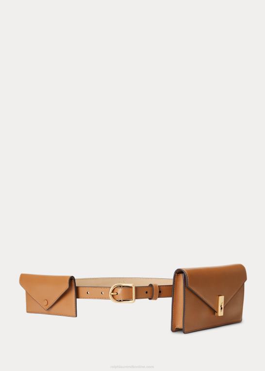 tan Kvinder Ralph Lauren pungbælte i polo id læder Z426B9749