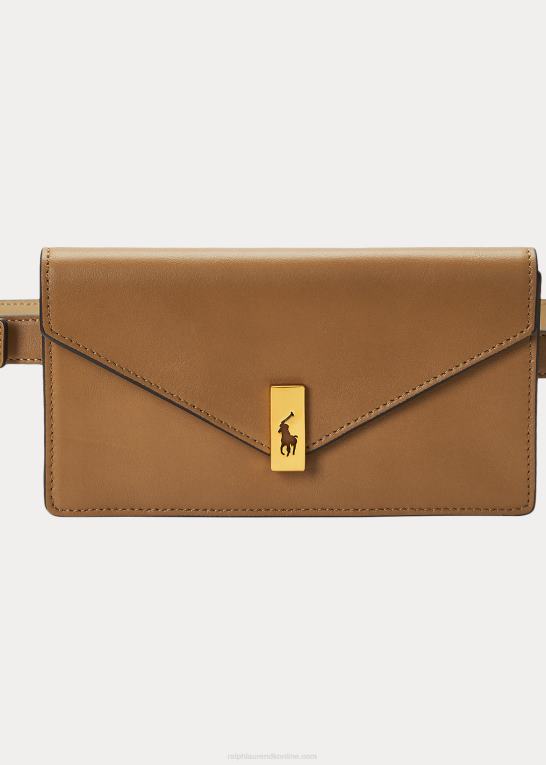 tan Kvinder Ralph Lauren pungbælte i polo id læder Z426B9749