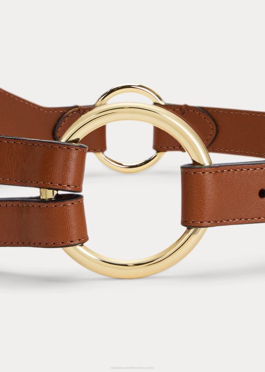 tan Kvinder Ralph Lauren tri-strop o-ring læderbælte Z426B4936