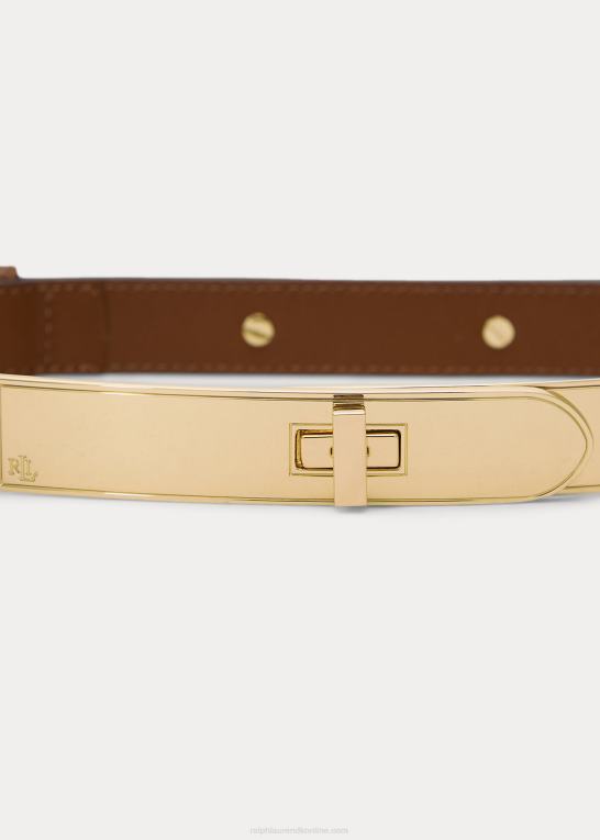 tan Kvinder Ralph Lauren turn-lock skinny læderbælte Z426B4925