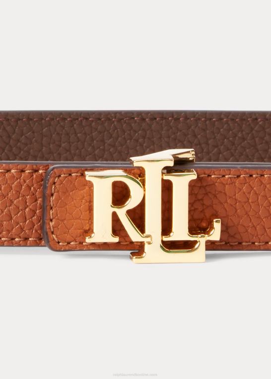 tan/mørkebrun Kvinder Ralph Lauren logo vendbart læderbælte Z426B4957