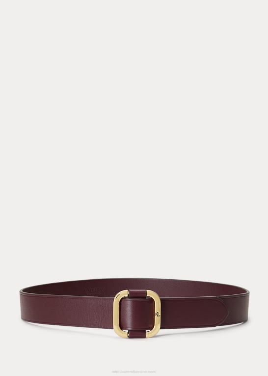 vintage bordeaux Kvinder Ralph Lauren læderbælte med glidespænde Z426B4935